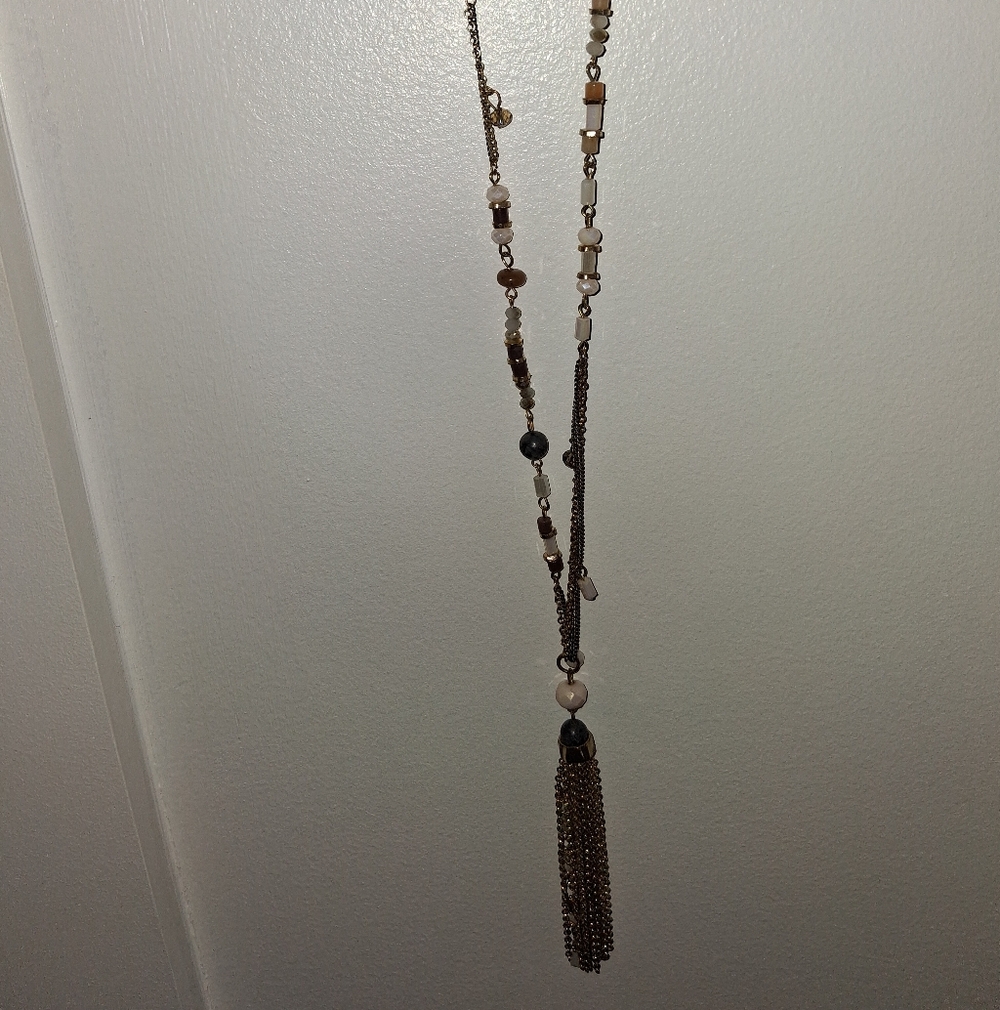 Elegant Beaded Tassel Necklace 18in